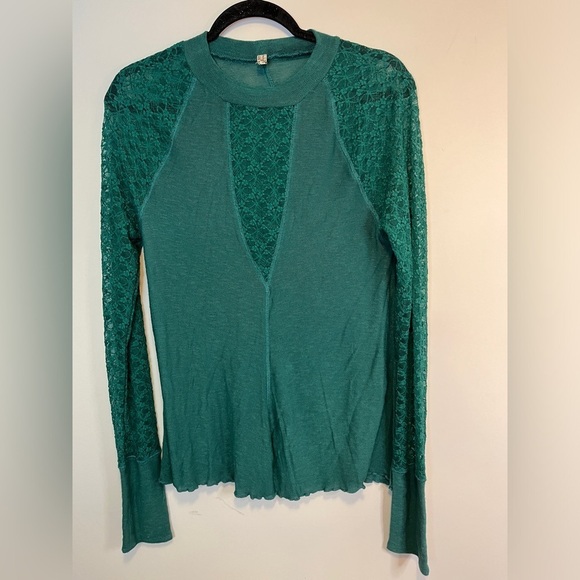 Intimately Free People No Limits Lace Inset Layering Top Green L - Picture 7 of 12